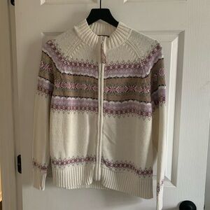 Tiara Cream and Purple Knit Cardigan